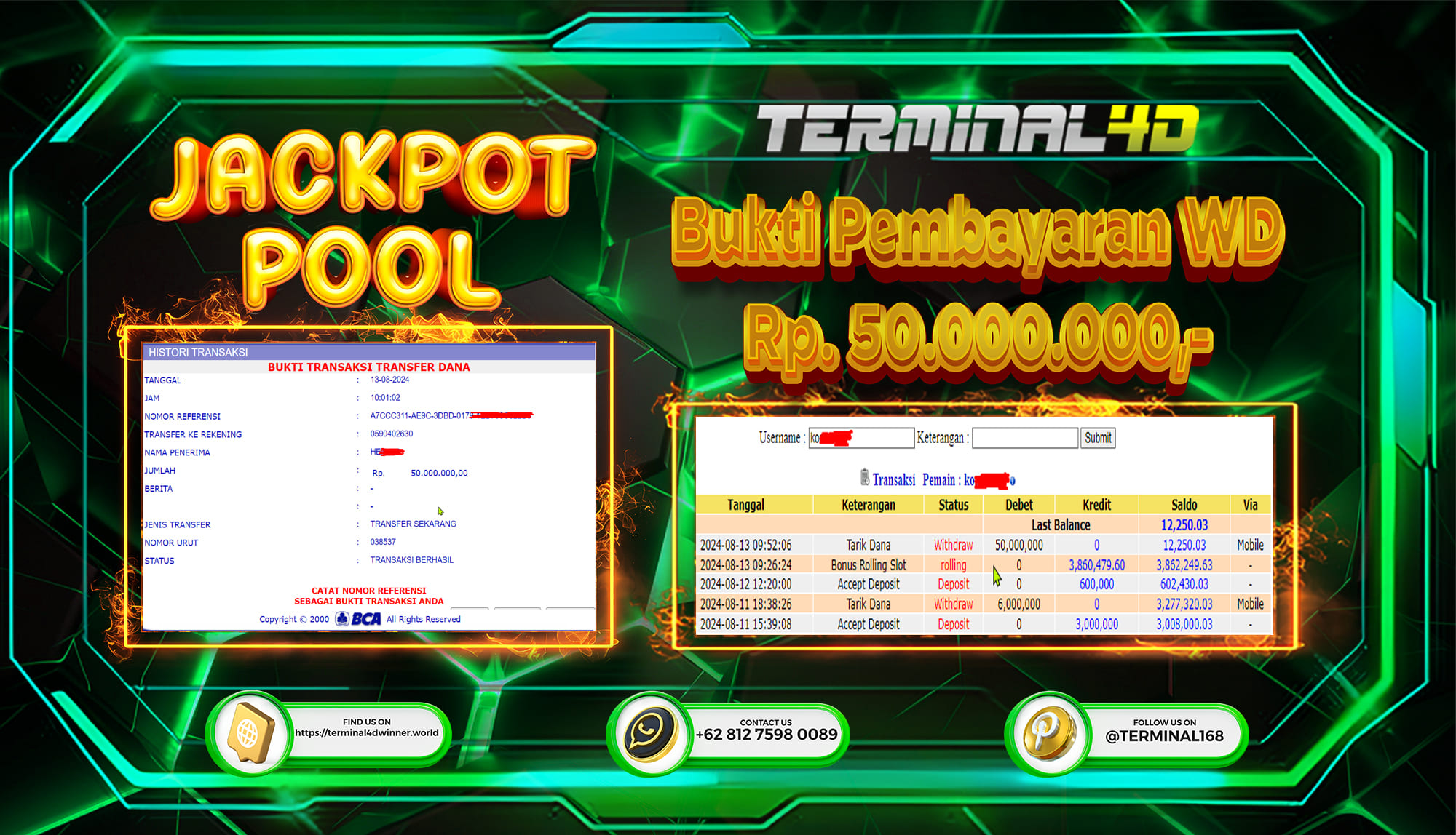 PEMBAYARAN WD –  ID KO***** – 50 JUTA