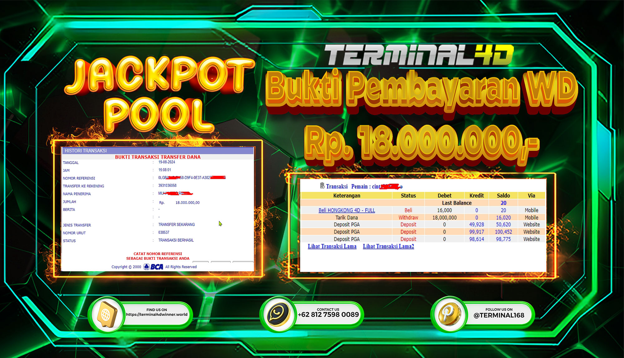 TERMINAL4D – BUKTI PEMBAYARAN WD MAMBER SEBESAR 18 JUTA