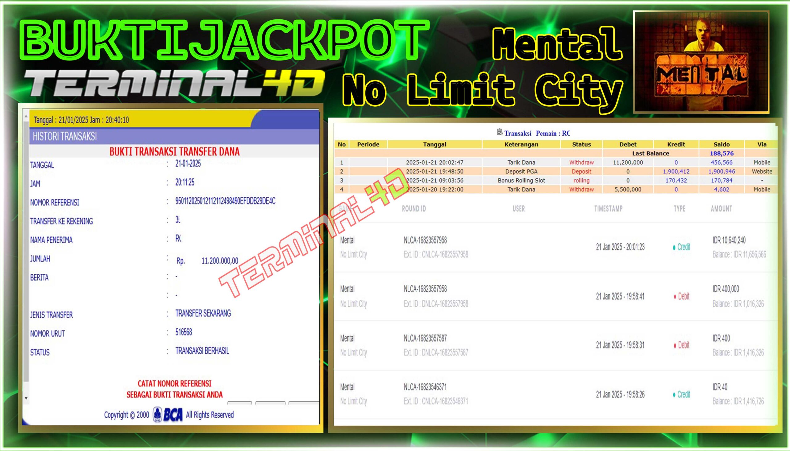 Menang Game Slot Mental Wede 11juta