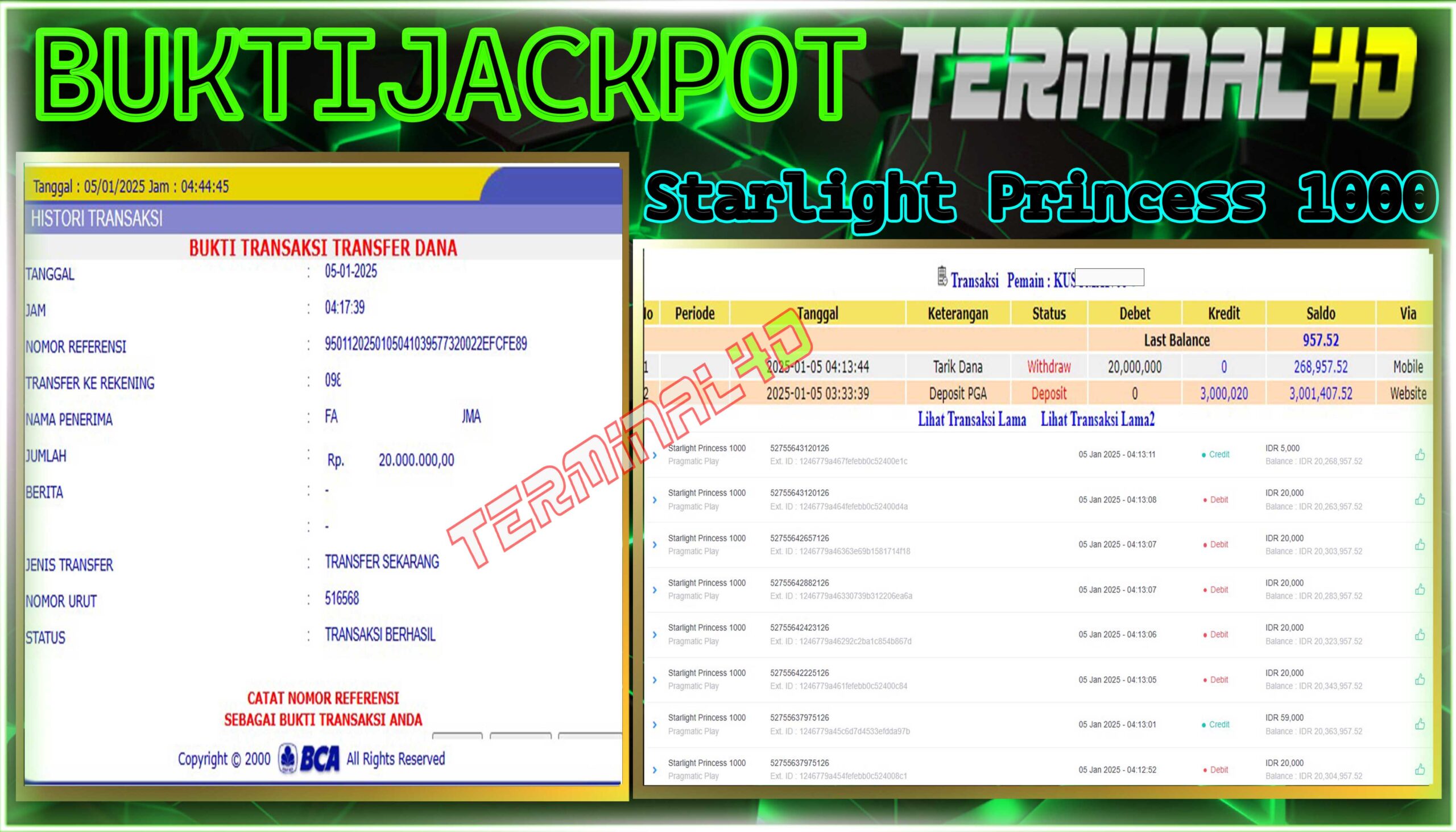 WD 20juta Menang Slot Starlight Princess x1000