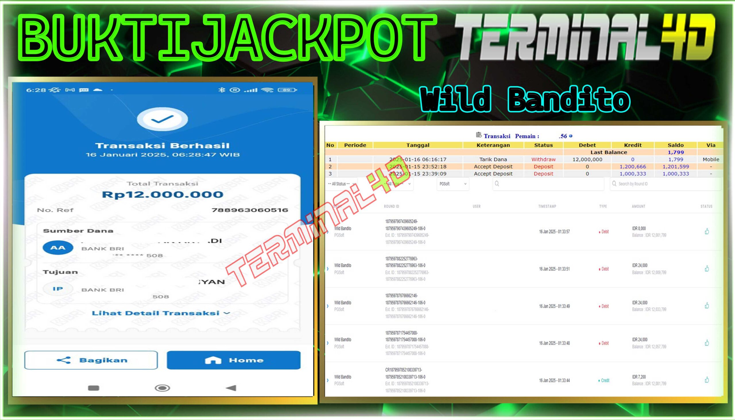 Menang Wild Bandito PGsoft 12juta